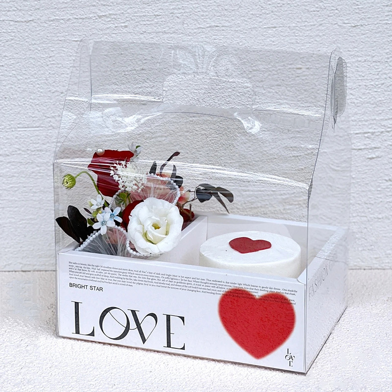 Caja de mano de San Valentín caja de mano plegable de pvc caja de mano ramo rectangular caja vacía embalaje de flores caja de regalo de frutas