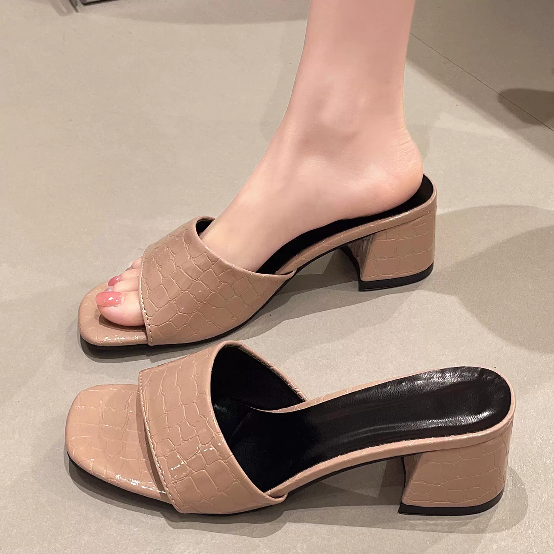 Женские сандалии на массивном каблуке с открытым носком для активного отдыха, новинка лета 2025 года, большие размеры, для внешней торговли Amazon (Европа и Америка)