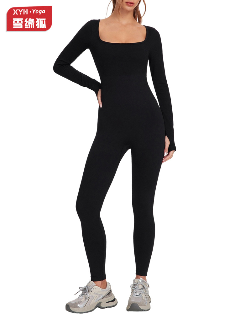 Europa y América torcida espalda larga manga larga ropa de yoga para mujeres al aire libre delgada abdominal correr deportes de elevación de cadera pantalones largos