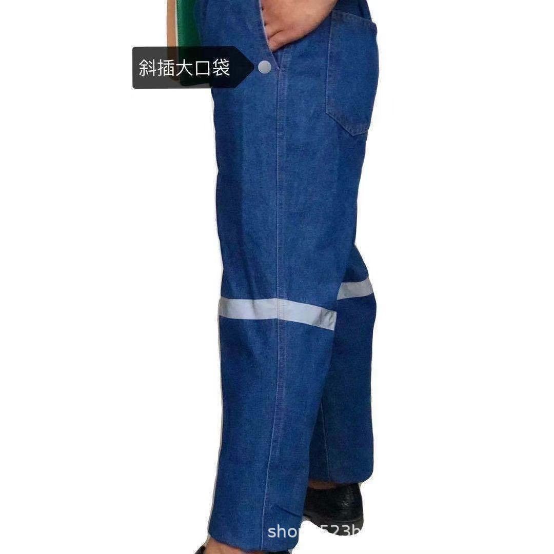 Conjunto de ropa de trabajo para hombre, adecuado para soldadores de minas de carbón, sitios de construcción, fábricas y talleres, ropa de protección laboral de manga larga gruesa, mezclilla reflectante.