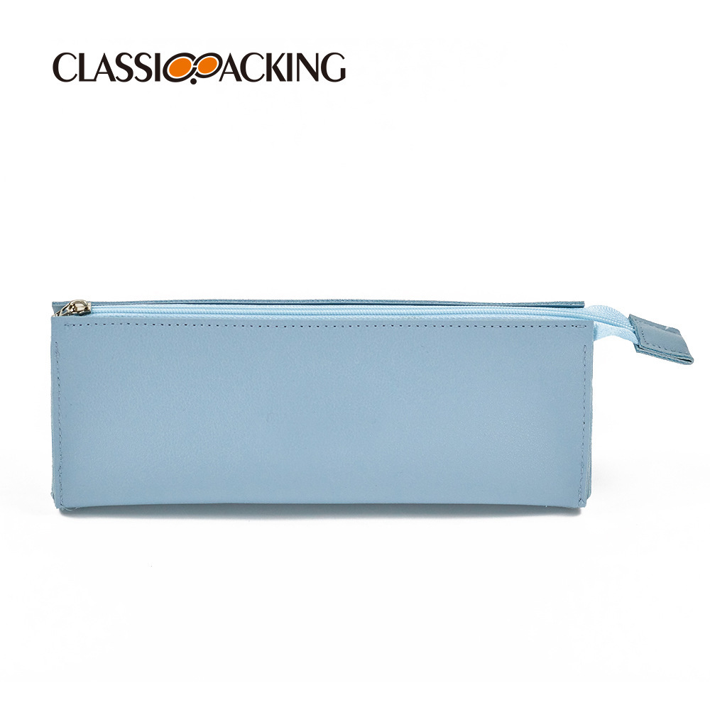 Bolsa de lápices simple ins Bolsa de cosméticos portátil de gran capacidad Bolsa de papelería con cremallera para estudiantes multifuncional Bolsa de almacenamiento impermeable de pu