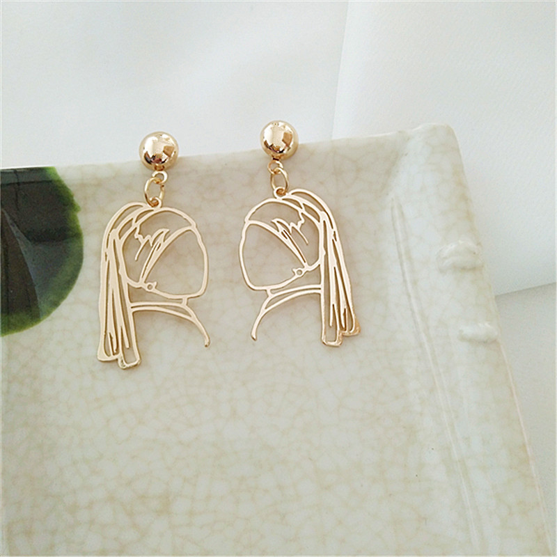 Funny Human Face Titanium Steel Plating Drop Earrings 1 Pair display picture 4