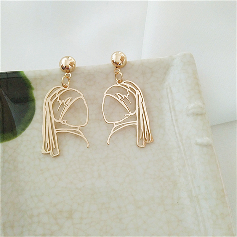 Street Occasion Funny Human Face Titanium Steel Plating Drop Earrings 1 Pair