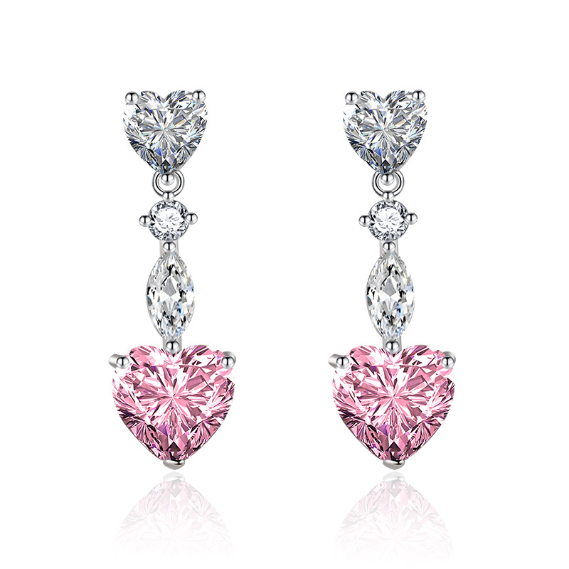 Fashion Heart Shape Copper Plating Zircon Womenu0027S Rings Earrings Necklace 1 Set