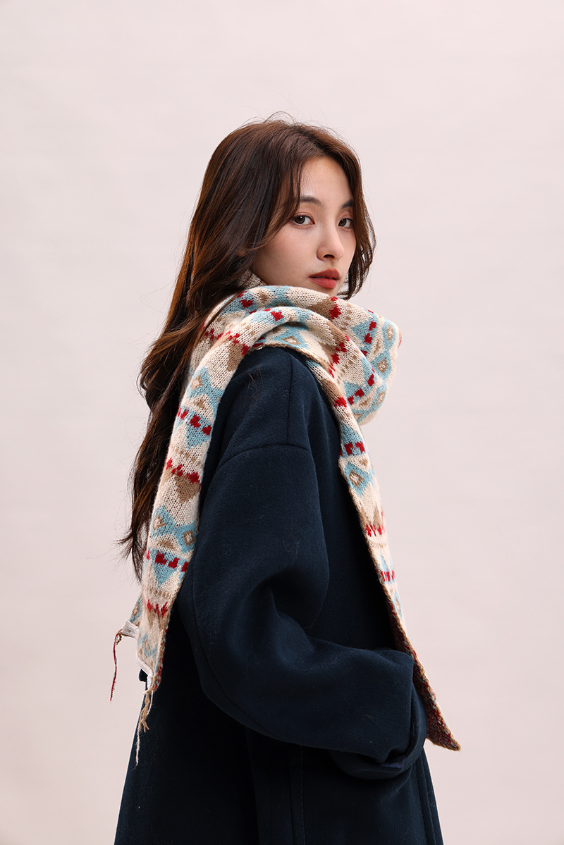 Jacquard Herbst Winter, koreanische Version und Hut, zweiteiliges Set, Schal für Frauen, vielseitig, Studentin, Paar, warmer Schal_voghion.com