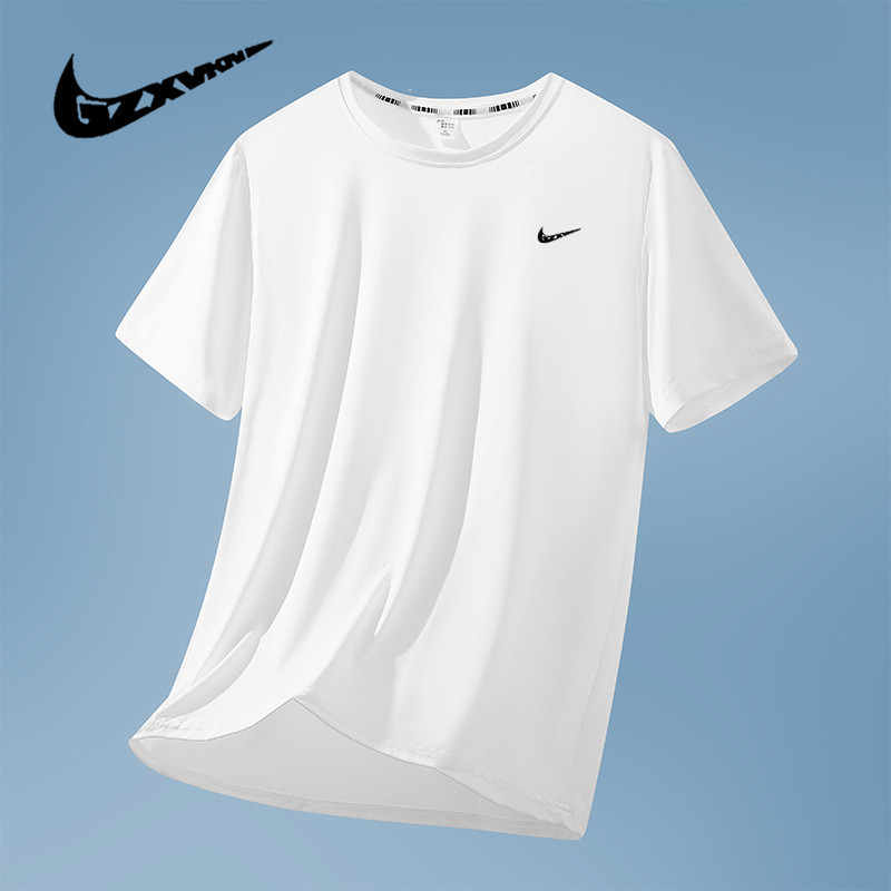 Men's Summer New Trendy Casual Sports Ice Silk Quick-Drying Breathable Round Neck Short-Sleeve T-Shirt for Men