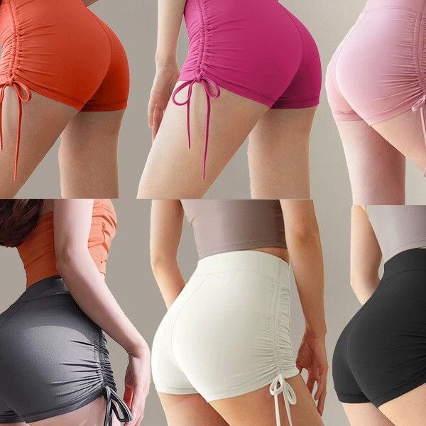 Summer High-Waisted Three-Quarter Length Fitness Shorts with Straps, Quick-Dry Women's Peach Butt Shorts for Running and Dancing, Stretchy, Breathable, and Quick-Drying
