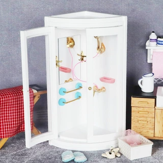 1:12娃娃屋dollhouse迷你家具模型浴室微场景白色淋浴房
