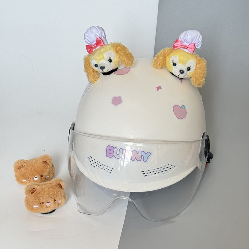 Electric car helmet decoration bear doll stickers rabbit ears motorcycle motorcycle helmet Velcro quick release wholesale