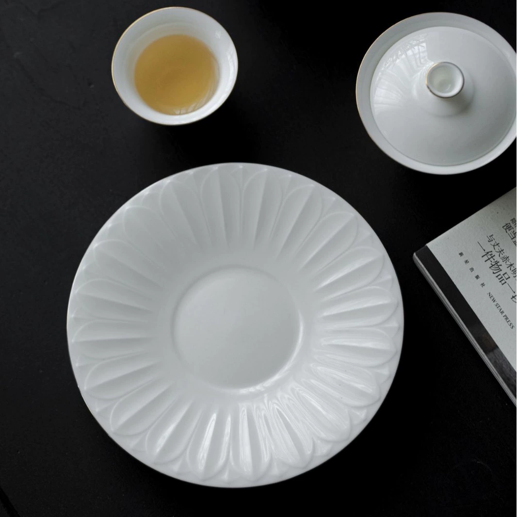 白几 Ceramic lotus pot for household use ceramic Kung Fu tea set single non-hot tea making tray can be wholesaled