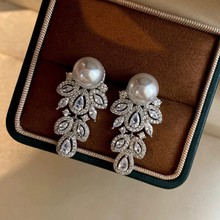 法式轻奢重工仿海水澳白珍珠耳环满钻高级感复古宫廷风耳饰女款