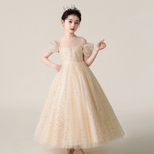 跨境专供女孩婚纱礼服裙中大童装连衣裙长裙六一儿童演出表演服装