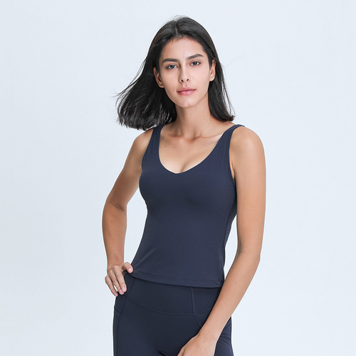 Spring and summer new product V-neck long yoga vest for women U-shaped beautiful back skin-friendly naked feeling slim slimming yoga clothes