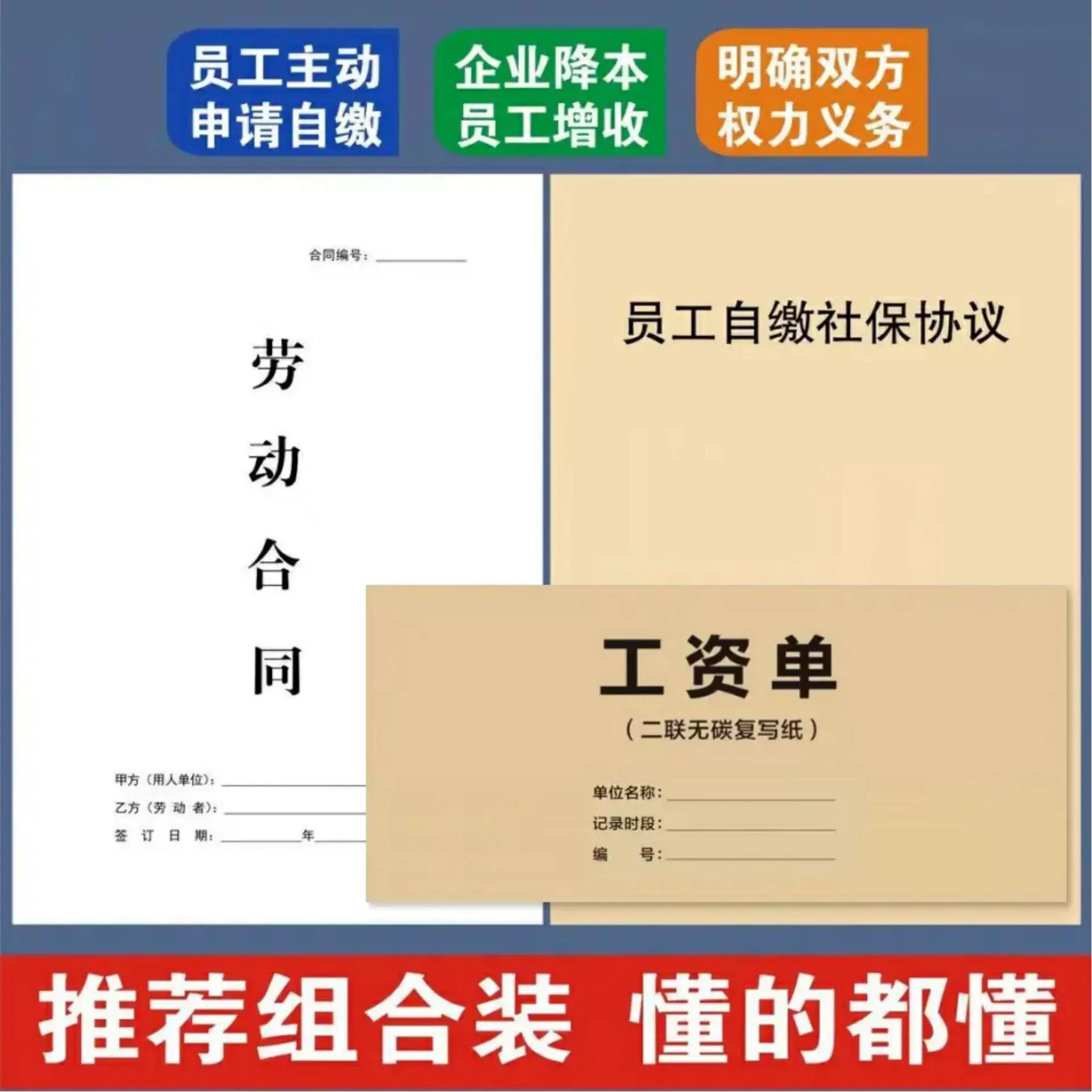 2025年工资单社保补贴说明工资条社保返还补贴凭证临时工合同