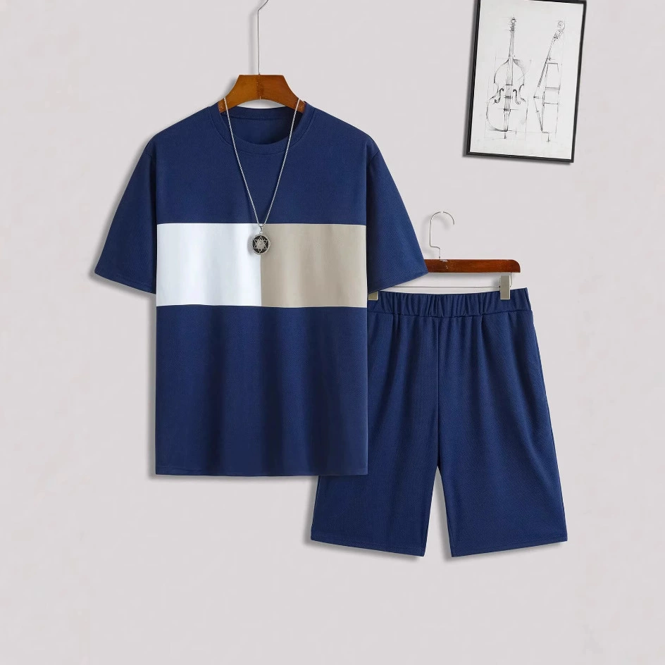 Мужская одежда через границу, европейская и американская новинка, цветная летняя мужская спортивная одежда с 3D-принтом, шорты с короткими рукавами, комплект из двух предметов
