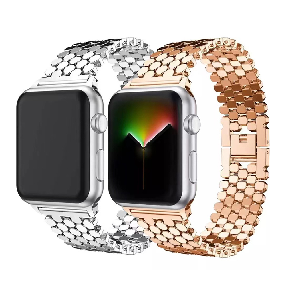 Adecuado para Apple iwatch8 patrón de escala de pescado pulsera de metal Apple Watch7654SE pulsera de acero de cadena de panal