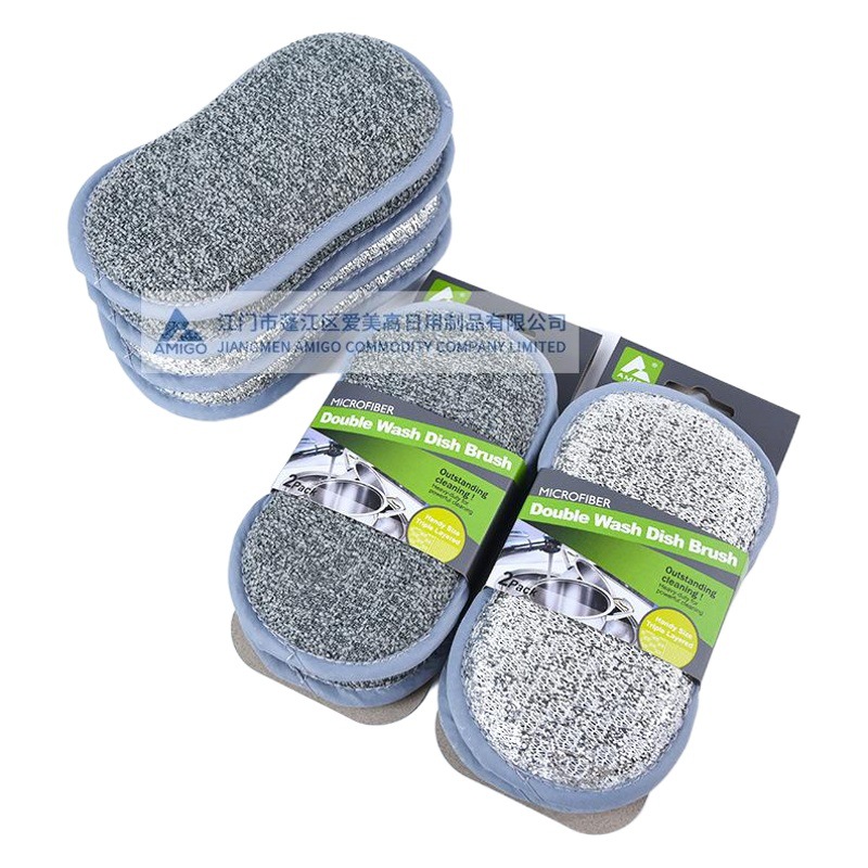 Cocina, hogar, lavado de platos, limpieza de esponja, limpieza mágica de doble cara, engrosamiento de aceite, toallitas de doble cara de microfibra, estropajo