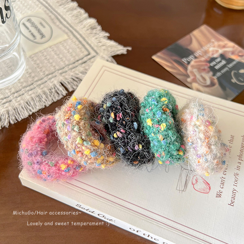 Lana de alta elástica femenina Intestino grande banda de pelo femenino corbata cabeza alta Cola de Caballo bola cabeza cuerda de pelo no duele el pelo banda de goma temperamento cuerda de pelo