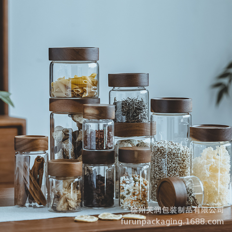 工厂批发高硼硅玻璃储密封罐防潮收纳罐玻璃储物罐咖啡豆罐茶叶罐