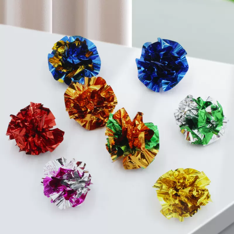 猫玩具厂家直销塑料响纸发声宠物玩具自嗨解闷发声响纸球猫咪玩具