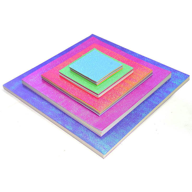 Wholesale multi-size pearlescent paper art handmade origami glitter paper 15x15cm paper crane DIY folding paper