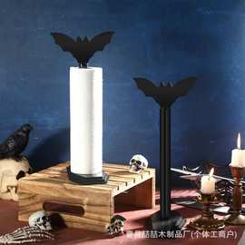 跨境木质万圣节纸巾架蝙蝠造型立式餐巾纸架派对氛围感卷纸架摆件