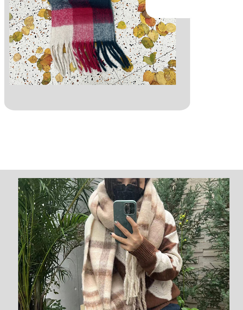 Lattice Pattern Winter Season Women's Simple Style Lattice Polyester Winter Scarves