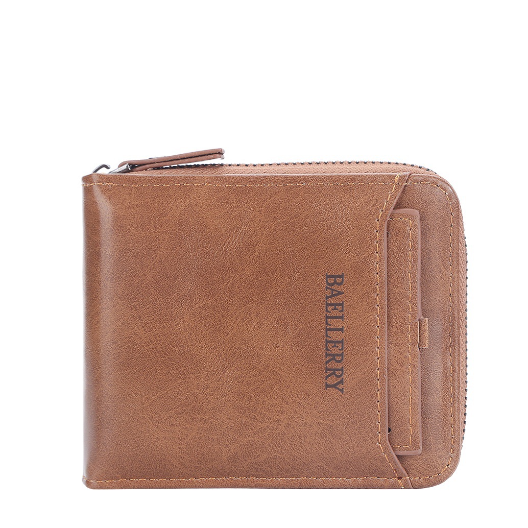 Baellerry Cross-Border Men's Wallet Clip High-End Men's Horizontal Zipper Bag Card Holder Wallet Large Capacity