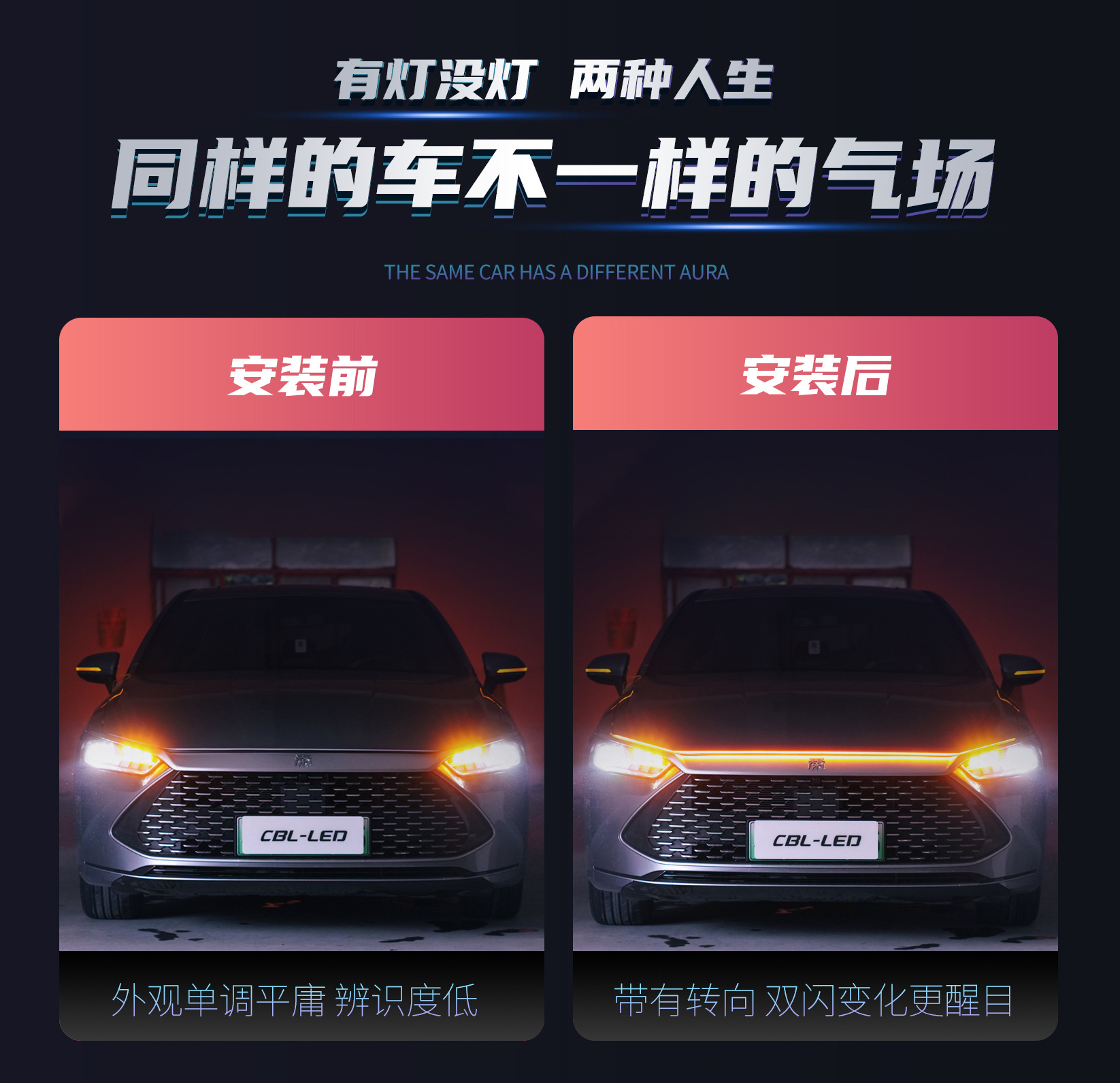 Cross-Border Car Headlight Silicone Led Headlight through Light Running Streamer Steering Function Daytime Running Light