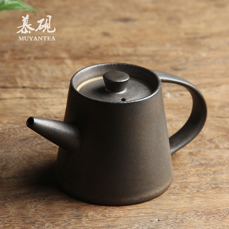 慕陶日式和风茶壶 窑变铜锈釉侧把壶仿古急需壶手工泡茶功夫茶具