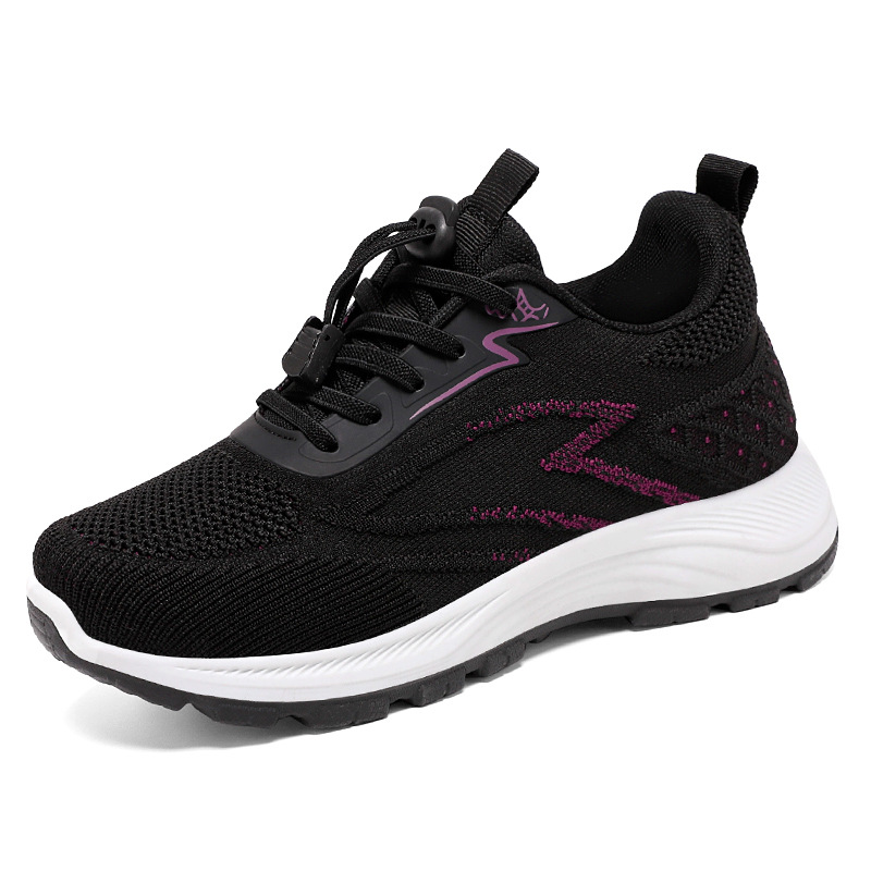 Zapatos para mamá, zapatos de algodón para caminar de primavera, zapatos casuales transpirables de punto, zapatos de mujer de una pieza para envío directo, zapatos de malla ligeros y cómodos.