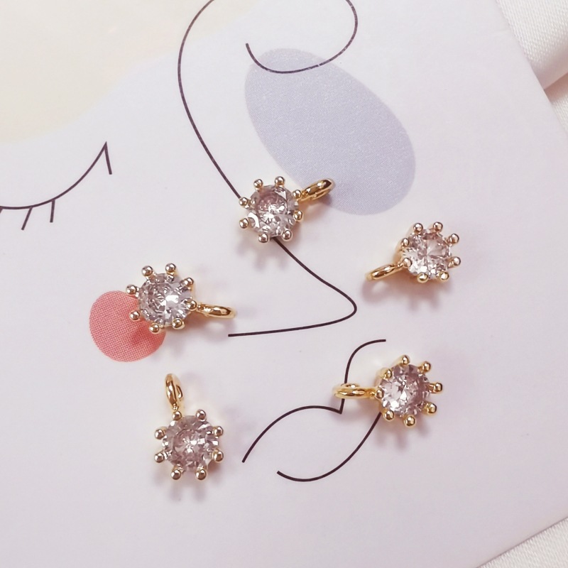 14k包金锆石吊坠 铜镀真金微镶挂件手工DIY首饰品手链项链耳饰578