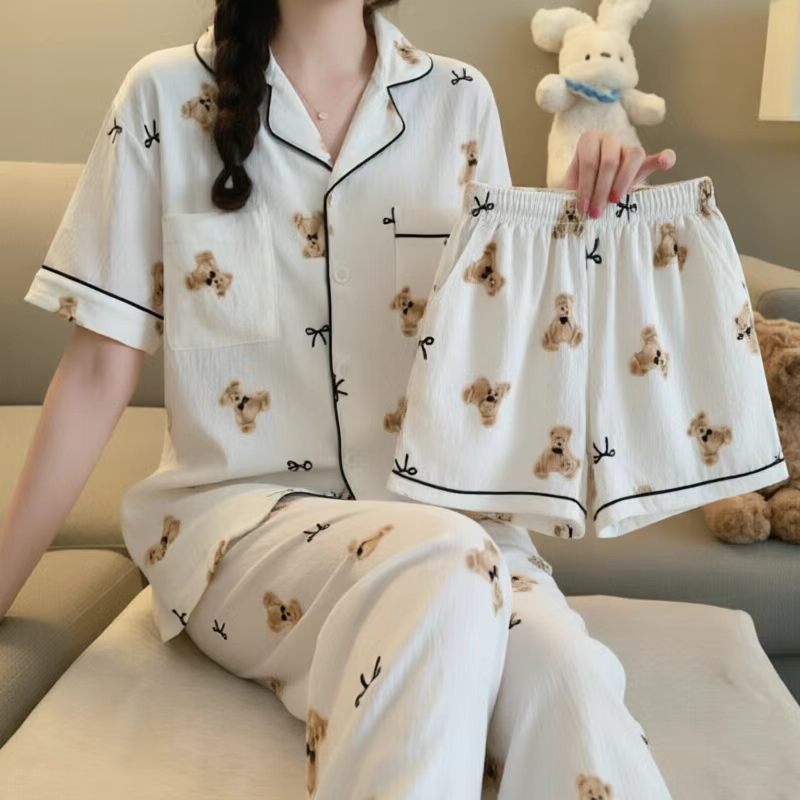 120G nubes pijamas de manga corta tres piezas set de ropa para el hogar sudeste asiático TK comercio exterior transfronterizo pareja de pedidos entidad