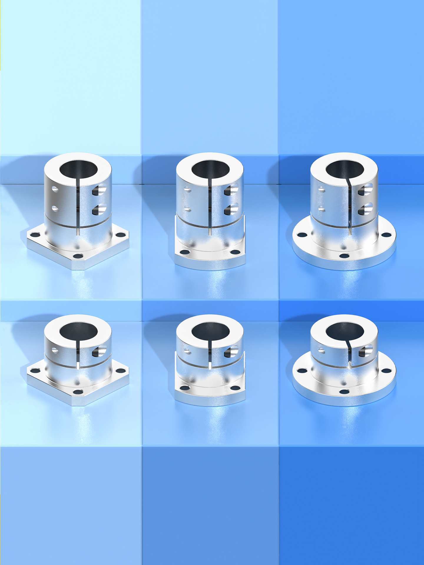 铝合金开口型法兰导向轴支座支撑光轴固定座HWRB/HWCB/HB