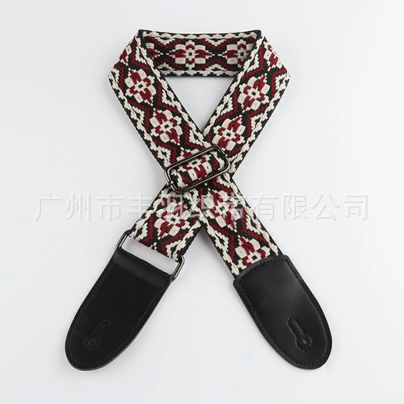 复古刺绣5CM吉他背带民谣男女斜挎带肩带 斜挎贝斯琴带乐器配件|undefined