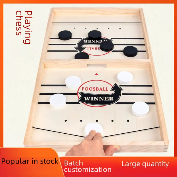 Wooden Bouncing Chess Double-Player Catapult Chess Parent-Child Interactive Children's Chess Wooden Battle Table Game Toy Educational