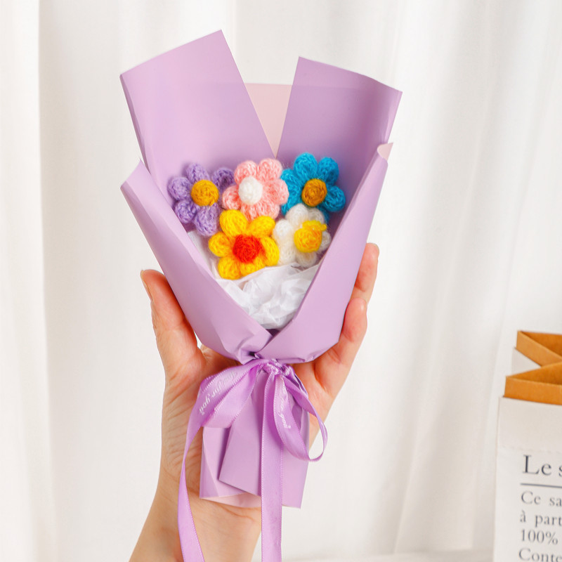 Regalos creativos de Acción de Gracias y Navidad, flores de punto, pequeños ramos, decoraciones florales de hilo, adornos, regalos de Año Nuevo