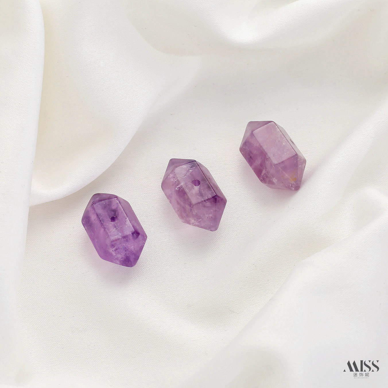 Inlaid with natural amethyst, plated with real gold and thick silver, angel and osmanthus drop-shaped decorative bead pendant DIY jewelry accessories