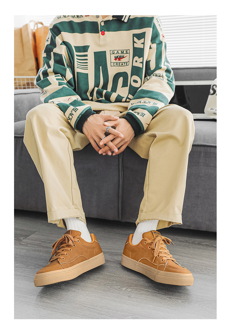 Sapatos masculinos de couro, elegantes e versáteis, casuais, com sola macia e cano baixo_voghion.com