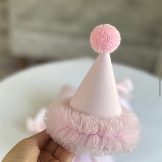 Cross Border Ins Cute Girly Heart Birthday Party Hat South Korea Bow Lace Pink Party Layout