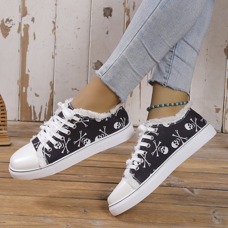 Women's Canvas Shoes - Skull Graffiti 5
