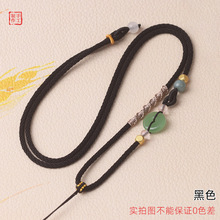 手编吊坠挂绳翡翠玉佩黄金项链绳男女款调节平安扣国潮挂脖绳批发