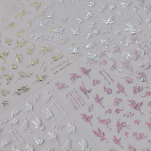 Tomoni Hot Stamping Nail Art Stickers Popular Retro Nail Stickers Factory Wholesale Japanese Style Style Flower and Bird 3536