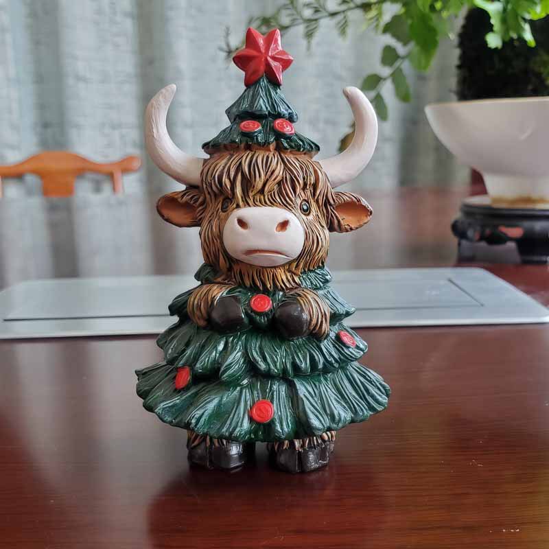 クロスボーダーハロウィン新しいかわいいハイランド牛ホームギフトクリスマスの日の雰囲気の装飾樹脂装飾品|undefined