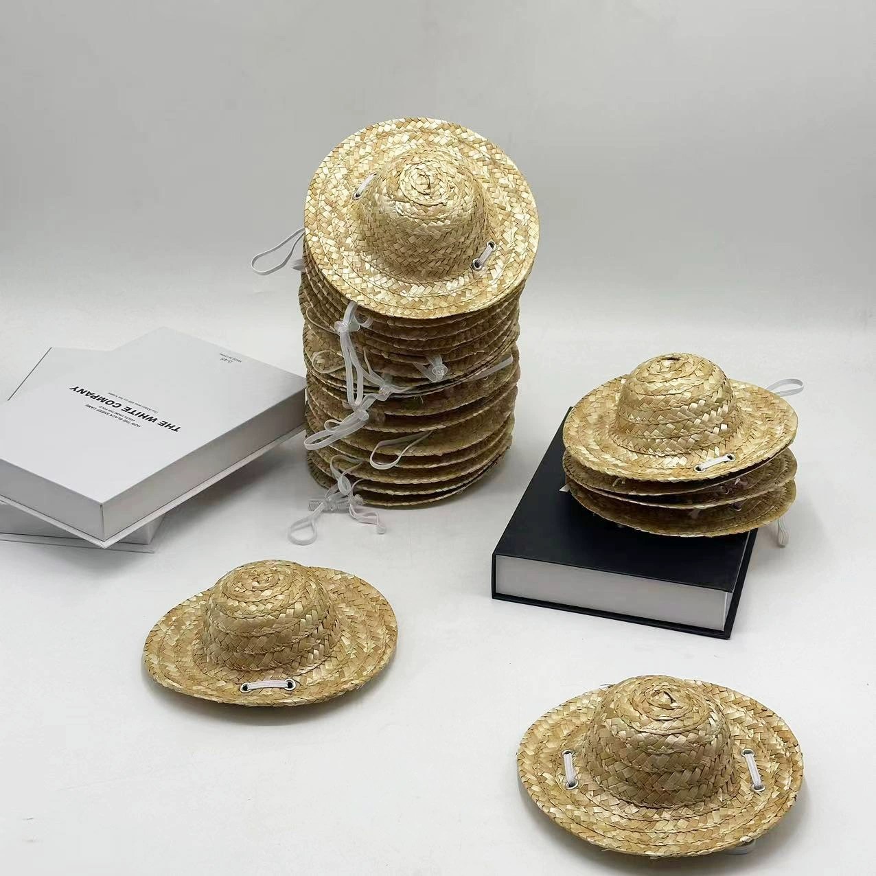 Соломенная шляпа ручной работы через границу, мини-кукла, маленькая желтая шляпа-утка, украшение для рукоделия, аксессуары для бутылок