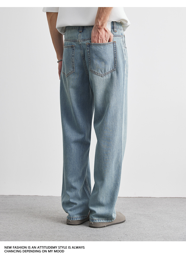 Quần jeans ống đứng nam dáng suông chất liệu Lyocell Tencel mỏng nhẹ mùa hè — Màu xanh lam nhạt chi tiết 20