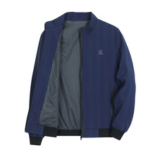 爸爸外套春秋装上衣加绒加厚立领夹克衫中老年商务休闲防风茄克男