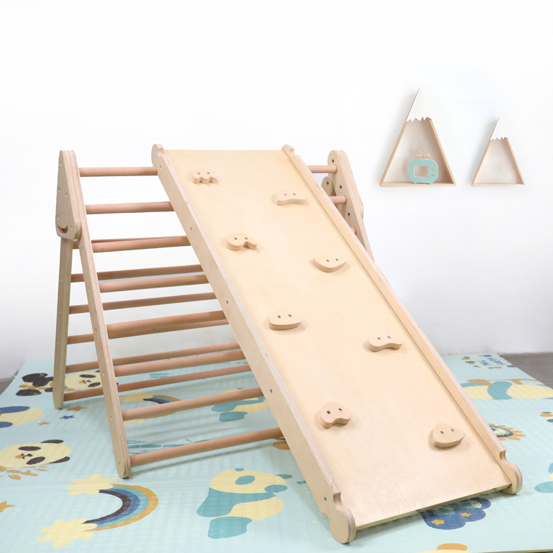 Diapositiva de madera interior swing escalada en roca combinación hogar pequeño juego paraíso Amazon Marco de escalada de madera maciza para niños