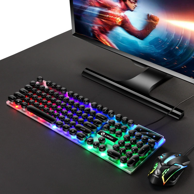 Клавиатурно-мышечный комплект Limei GTX300 панковский круглый ключ-капфон набор проводной игровой свет rainbow забор и мышь комбинация