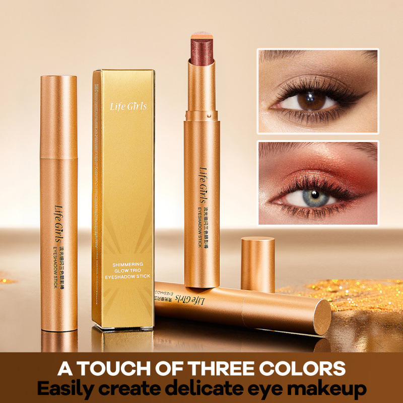 Life Girls Shimmering Three-Color Eyeshadow Stick Instant Makeup Cross-Border Cosmetics Wholesale Direct Sales Hot Item Life Girls Shimmering Three-Color Eyeshadow Stick Instant Makeup Cross-Border Cosmetics Wholesale Direct Sales Hot Item